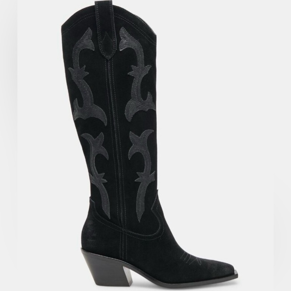 Dolce Vita Black Suede Western-Style Women's Cowboy Boots 8